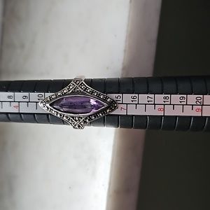Stunning art deco inspired amethyst sterling silver ring. Size 6